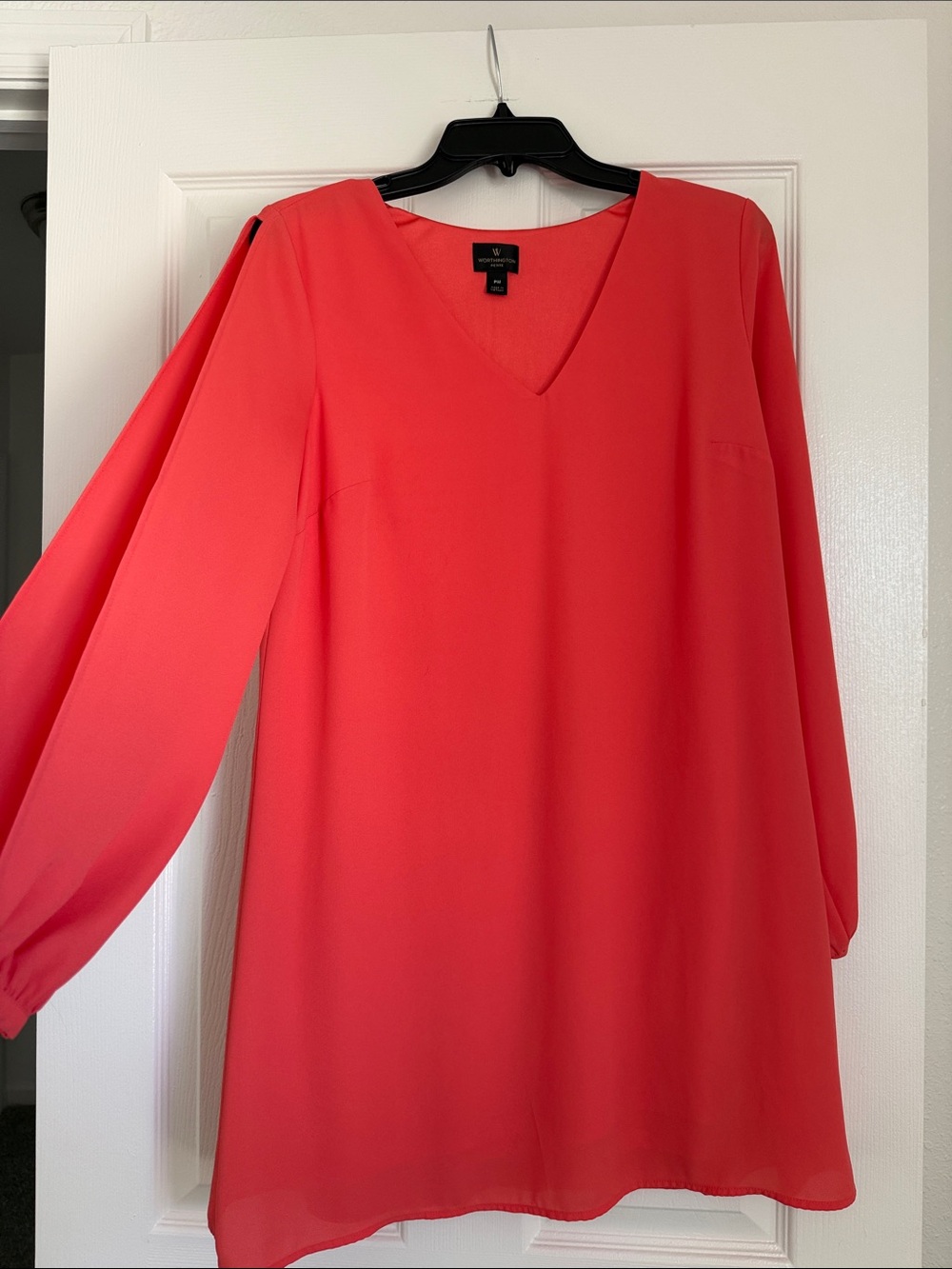 Worthington Coral V-Neck Split Long Sleeve Tunic Dress